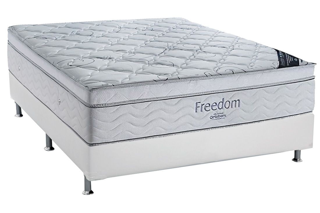 Conjunto Box Casal – Colchão Ortobom Pocket Freedom + Cama Box Universal Courino White