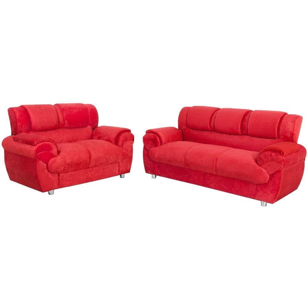 Conjunto Sofá com 2 e 3 Lugares 7025 – Vermelho