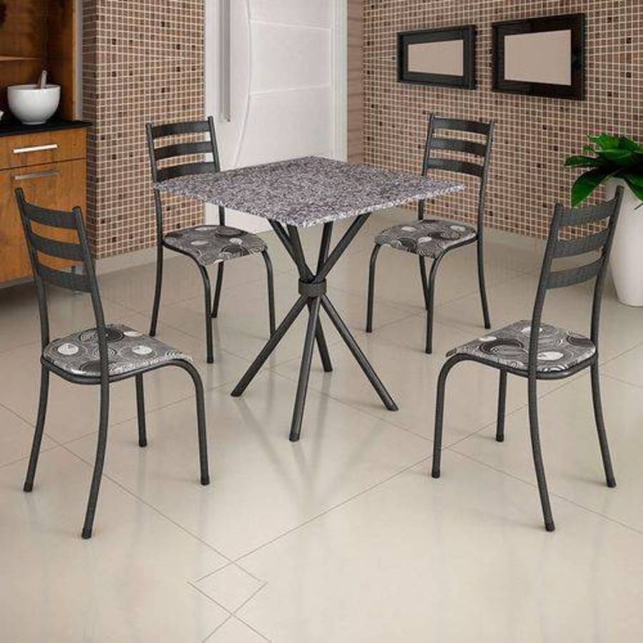 Conjunto de Mesa Ipanema Tampo Granito C/ 4 Cadeiras