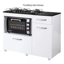 Balcão para Cooktop 2 Portas 1 Gaveta (Cooktop 4 e 5 bocas) Violeta Kaiki Móveis – Branco