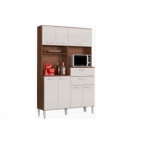 Cozinha Compacta Flavia com 7 Portas e 2 Gavetas – Branco C/ Preto