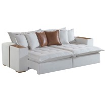 Sofá Cama Tebas 4 Lugares Retrátil e Reclinável 250cm Tecido Linho Innove