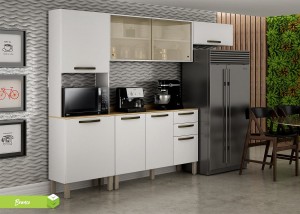 Cozinha Valência Aéreo c/ Portas de Vidro – Salleto Móveis – 