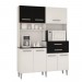 Cozinha Compacta Flavia com 7 Portas e 2 Gavetas – Branco C/ Preto